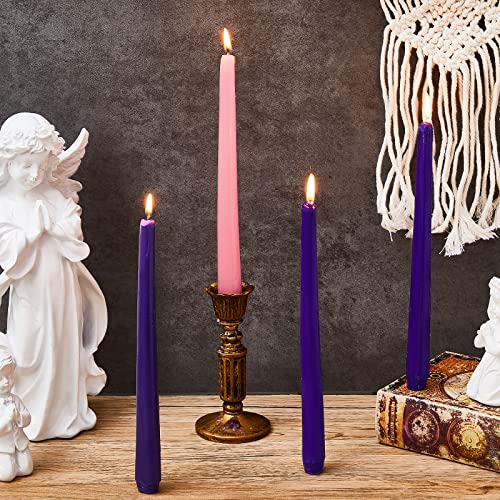 20 Pcs Advent Candles 10 Inch Unscented Christmas Advent Candle Set 15 Purple And 5 Pink Taper Candles Candlestick For Church Holiday Decoration Seasonal Celebrations Party #TOP2