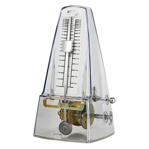 Kirnuo メトロノーム、機械式、ピアノメトロノーム、高精度、ギター、グジェン、バイオリン、楽器メトロノーム、試験用の多機能メトロノーム (透明な白)