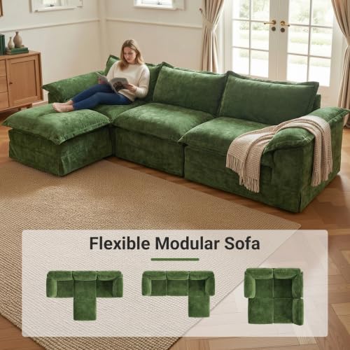 Image of Claiks 123 inch Oversized Boneless Couch, Modular Sofa, Beige