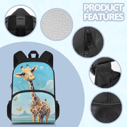 YEXIATODO Giraffe School Bag for Boys 8-12 Teenage Girls Water Resistant Portable School Backpack Shoulder Bag Kids' Backpacks Suitable for Various Occasions Such As Traveling Shopping4