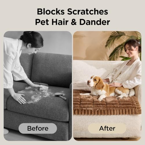 Bedsure Comfyfleece® Sofa Cover, Couch Covers for Dogs, 27.6 x 82.7 Brown - image 4