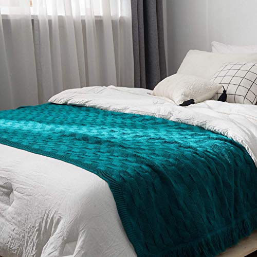 GYROHOME 毛布 大判 防寒 ニット昼休み毛布 暖かい 北欧ジオメトリック ベッドカバー 無地 肩掛けひざ掛け毛布 オールシーズン 快適 エアコン対策 かわいい ベッドブラケット ソファー用ブラケット ひしがた 菱形 シンプルスタイル、80X200c