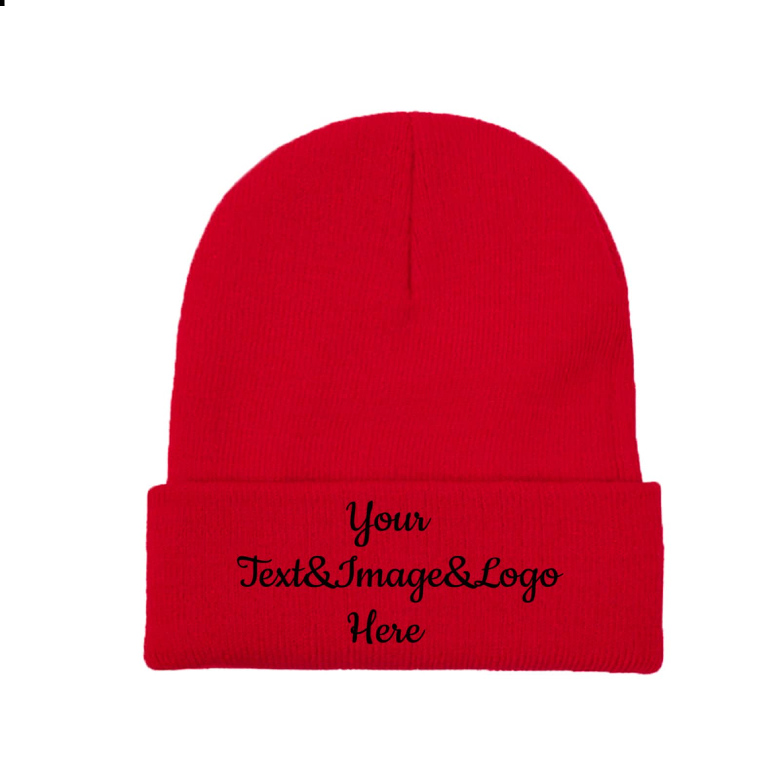 Miujonvy Unisex Red 0 Custom Knitted Beanie Hats Slouch Red Beanie Your Text&Image&Logo Here Warm Beanie Cap