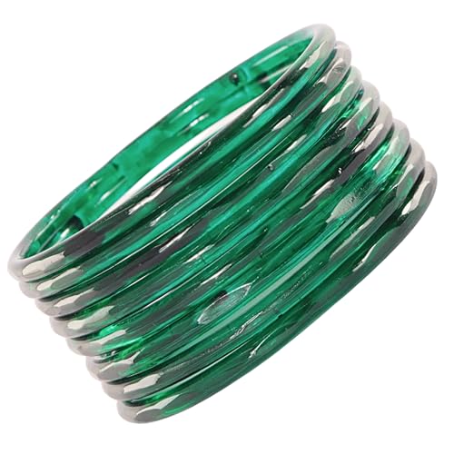 Image of ZULKA Designer Plain Glossy Glass Kada Set For Women & Girls With Diamond Cut Design | Fancy Designer Glass Bangles | Traditional Chudi | Kanch Ki Churi | Stylish Glass Kada For Wedding - Set Of 8
