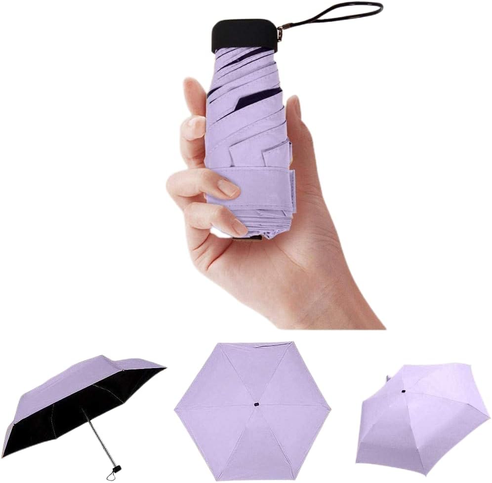 ALOVEMO 6 RibsTravel Sun&rain Umbrella Mini Folding Travel Compact and Lightweight UV Protection Clear Umbrella with Case 37inch Pocket Umbrella for Men Women Kids (Beige) : Clothing, Shoes & Jewelry
