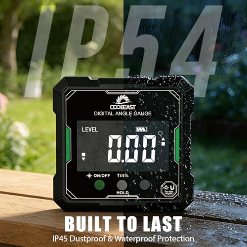 Image of Digital Angle Finder with Green Laser, 4-side Magnetic Digital Laser Level, Rechargeable Mini Angle Gauge Measuring Tool Cube Inclinometer with Backlight for Woodworking Tablesaw Gift for Men