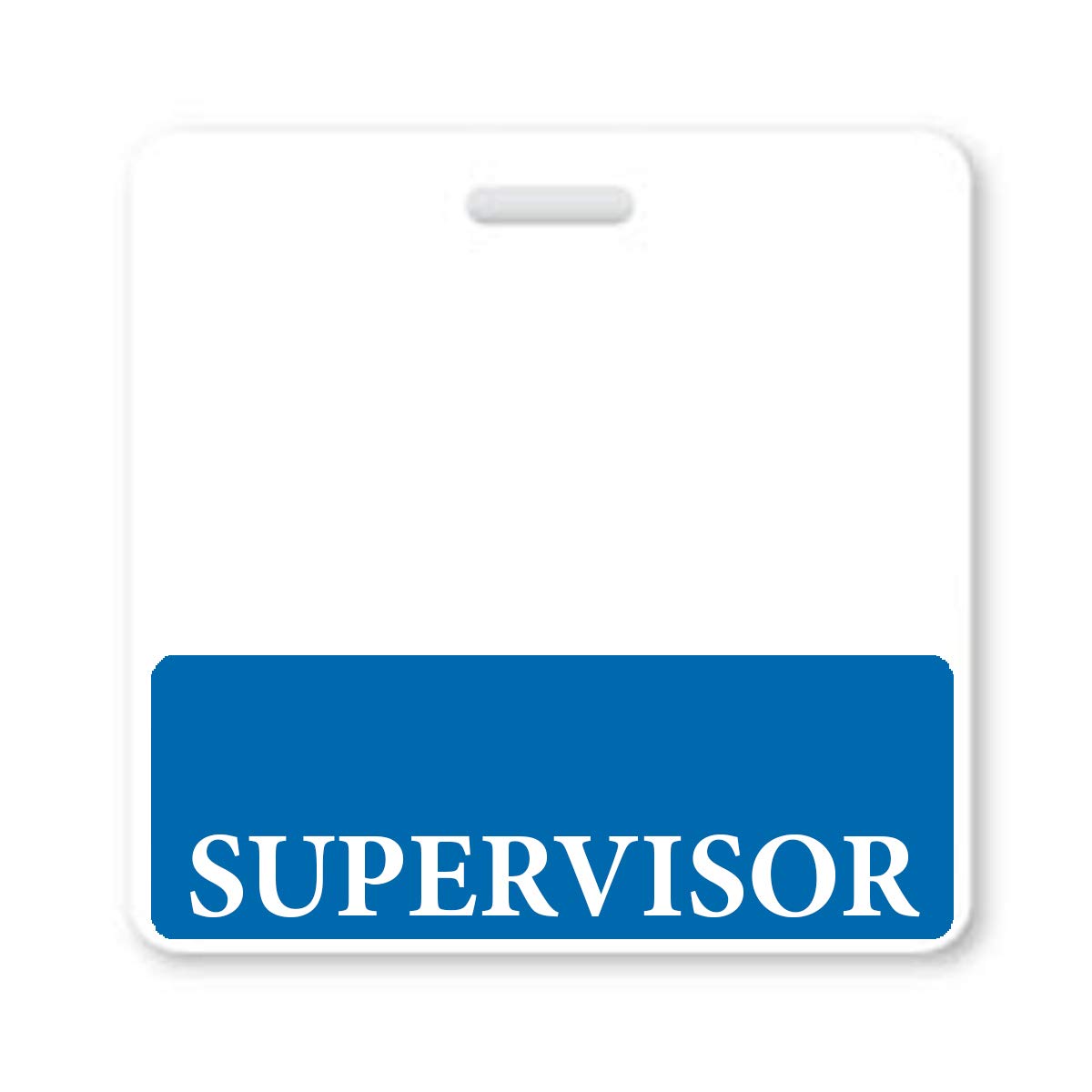 SUPERVISOR Badge Buddy - Heavy Duty Horizontal Badge Buddies for Supervisors - Spill & Tear Proof Cards - 2 Sided USA Printed Quick Role Identifier ID Tag Backer by Specialist ID (Blue)