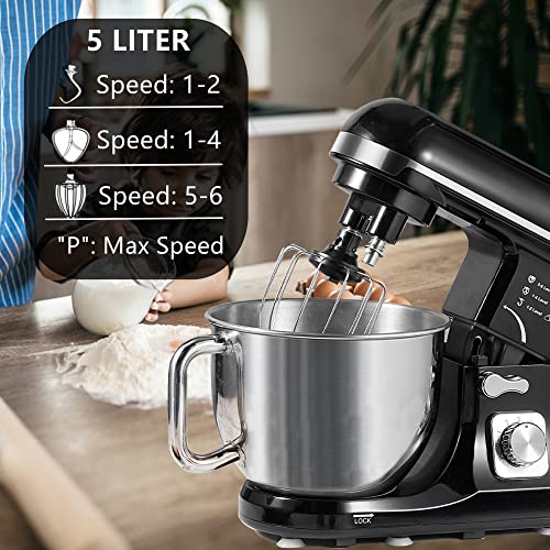 Küchenmaschine Doppelter Knethaken, Knetmaschine Knet- und Rührfunktion, 5L Edelstahlschüssel, 1000W Multifunktional… – Bild 4