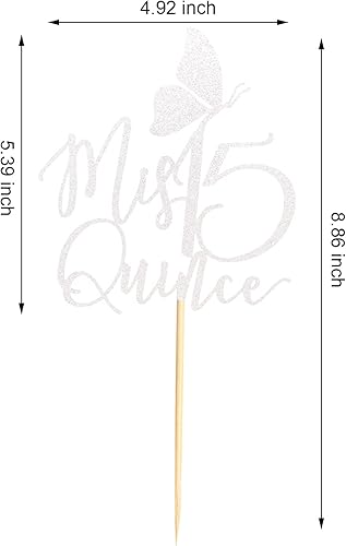 Miniatura 2 de Decoración para pastel de membrillo Mis Quince años, decoraciones de cumpleaños de 15 años con mariposa, feliz 15 años, suministros para fiesta de