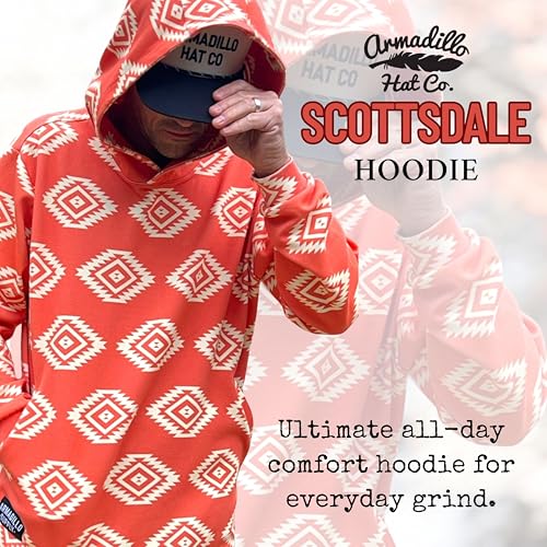 Armadillo Hat Co. Scottsdale Hoodie – Poly Blend, Quick Dry Super Stretch, Ultimate All Day Men’s Pullover Orange2