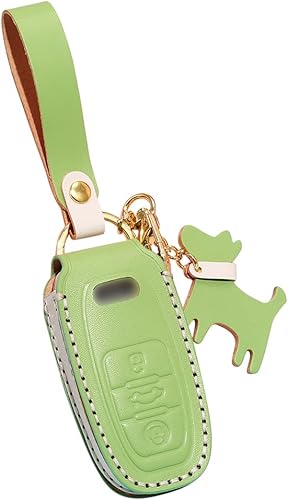 Miniatura 10 de ontto Funda para llavero Audi con control remoto inteligente con llavero de piel para Audi A8 A6 A7 Q8 Q7 C8 E-Tron 2020 (azul)