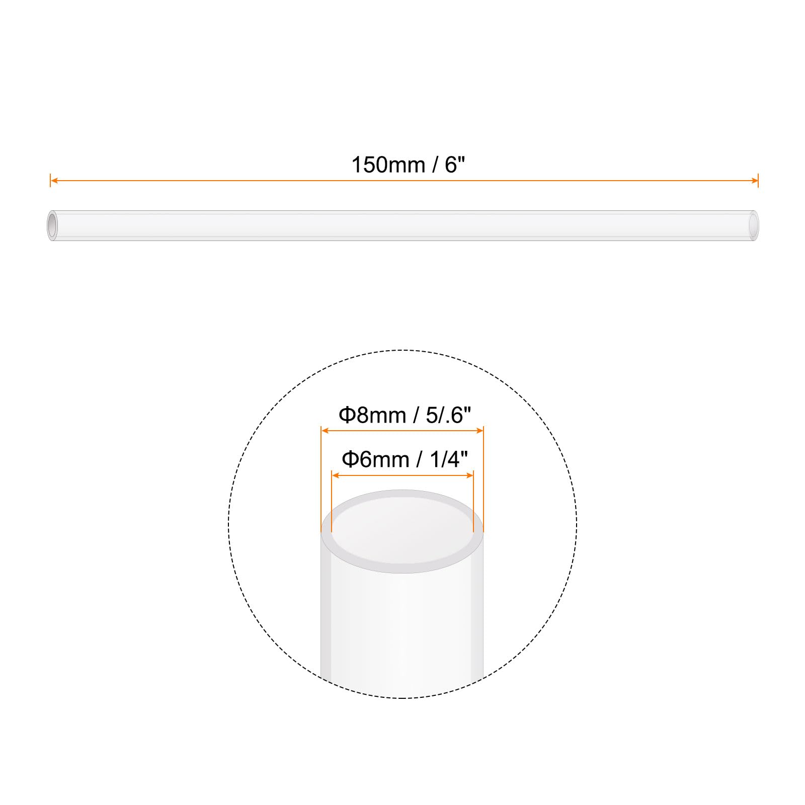 Tubo In Policarbonato Trasparente - Diametro 21mm E 25mm, Lunghezza 350mm - Per Idraulica, Acquari, Fai Da Te - Foto 2