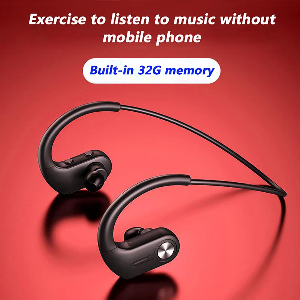 RSGK Odtwarzacz MP3, zestaw słuchawkowy do pływania, transmisja przewodnictwa kostnego, układ Bluetooth 5.0, wodoodporność IPX8, sport, bieganie, fitness, 32 G, zestaw słuchawkowy Bluetooth z pamięcią