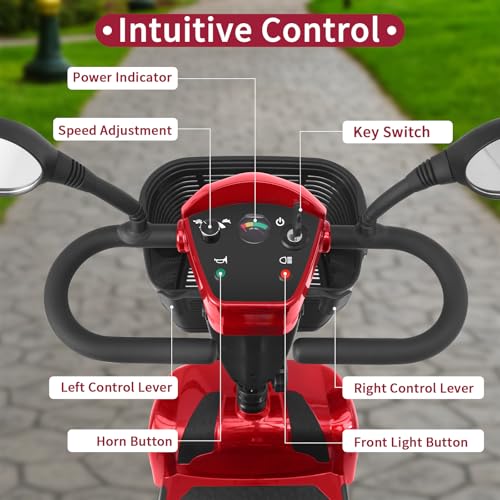 Image of Mobility Scooter for Seniors /Adults,20 /35 Miles up to 300lbs Capacity, 4 Wheels Mobility Scooters 350W 7MPH,USB Charging Detachable Lithium Battery with Rear Mirror