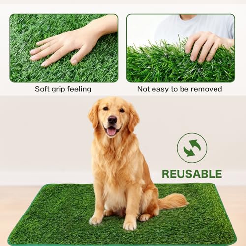 Kunstrasen Outdoor Hundeklo, 71x46 cm Wiederverwendbare Hundetoilette Hochdurchlässige Weich Langlebig, Welpentoilette Trainingsunterlagen für Hunde Balkon Zuhause Wohnung Rasen Dekoratio