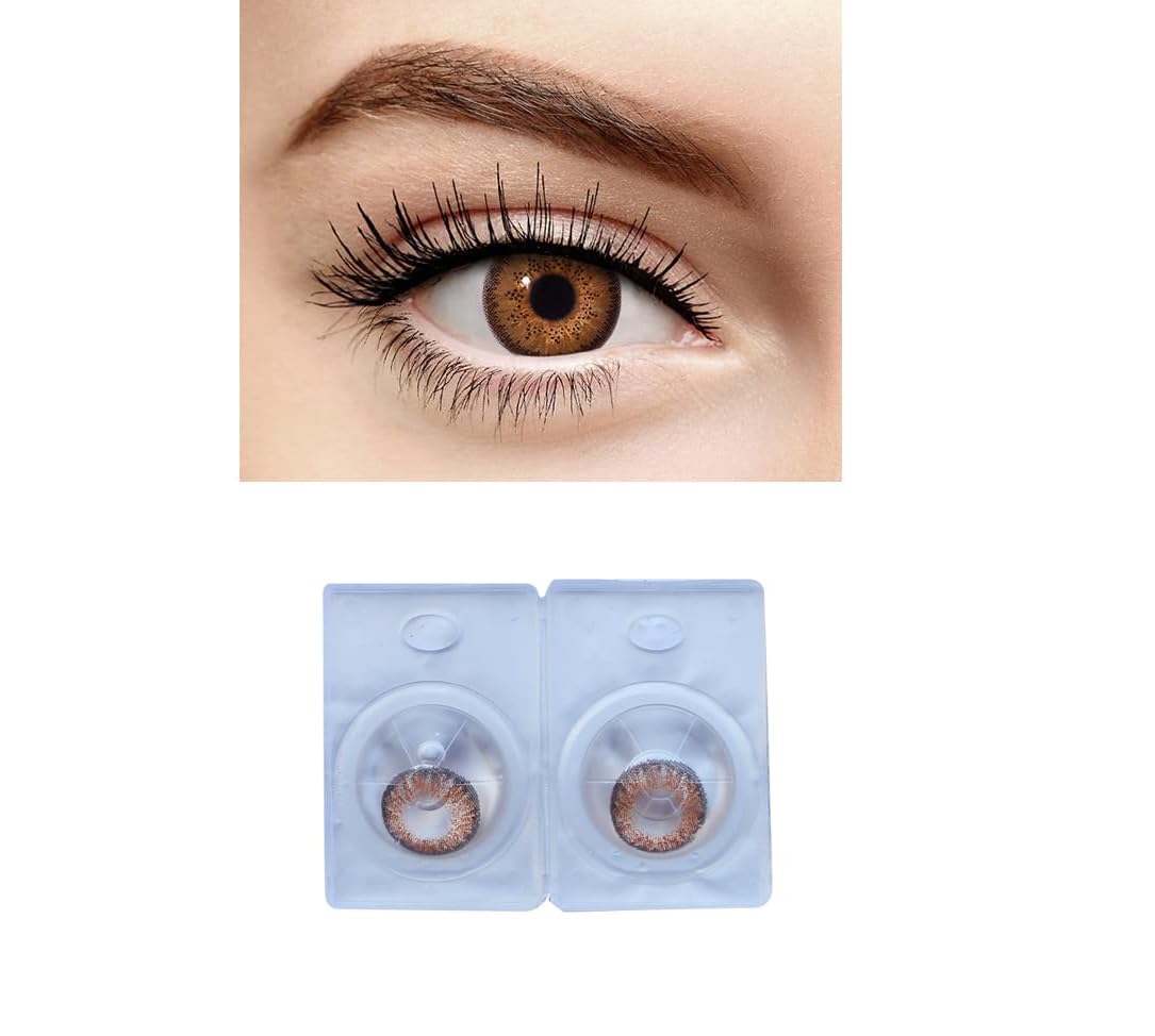 DIAMOND EYE CONTACT LENS 1 PAIR LIGHT BROWN COLOR-image-41