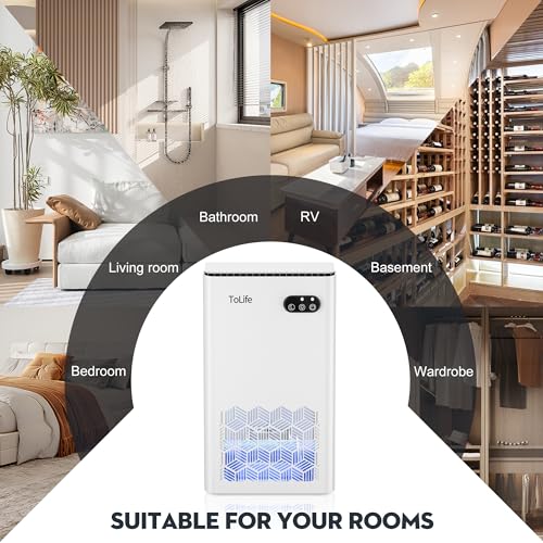 Image of ToLife Dehumidifier for Home Bedroom 1000 sq.ft with Auto Shut-Off, White