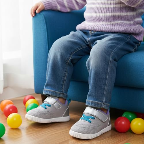Image of MORENDL Toddler Sneakers Baby Boys & Girls Barefoot Shoes Lightweight Breathable Walking Running Tennis Athletic Sport Shoes