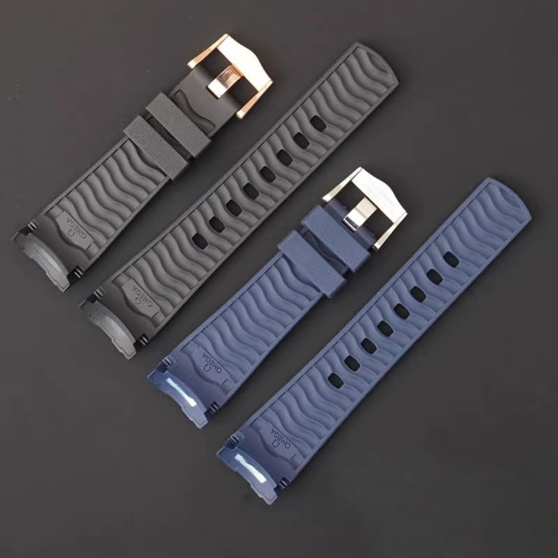 20mm Silikon Kautschuk Uhrenarmband Rundanstoß, Wasserdichtes Ersatz Uhrenband für Omega Seamaster 300