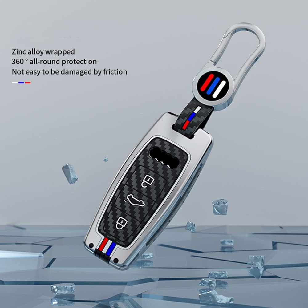 Zinc Alloy Keyless Smart Key Fob Cover Case Protector Shell Compatible for Audi A6 A7 A8 Q8 SQ8 E-Tron S6 S7 RS6 Q7 2019-2022 Gray