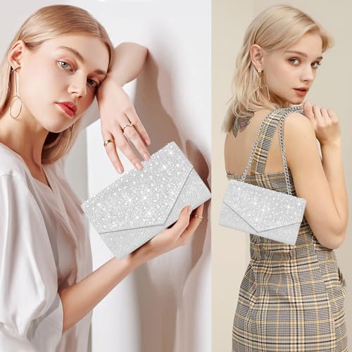 Women Evening Bag Clutch Rhinestone Envelope Party Handbag Bridal Prom Purse - Image 7