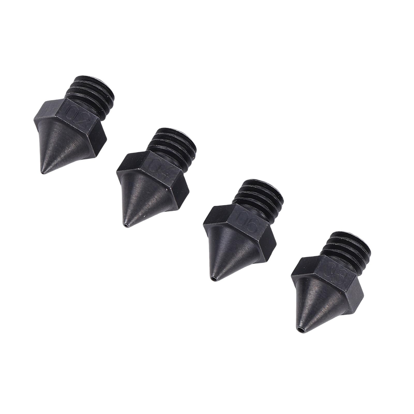 XUMIUZIY 4 Stück 3D-Drucker-Düse aus Gehärtetem Stahl, 0,2 Mm, 0,4 Mm, 0,6, 0,8, Auslaufsicherer 3D-Drucker-Düsenersatz für Raise3D