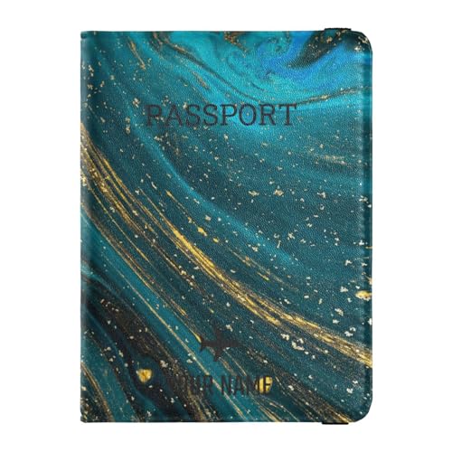 custom Leather Passport Holder Cover Wallet Personalized Lightweight per Women and Men Cute Book Travel Essentials Colorful Wave