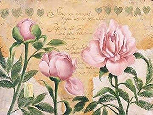 Buyartforless The Moment - Inspirational Pink Roses Art Poster Print by Laura Martinelli, 16x20 Paper