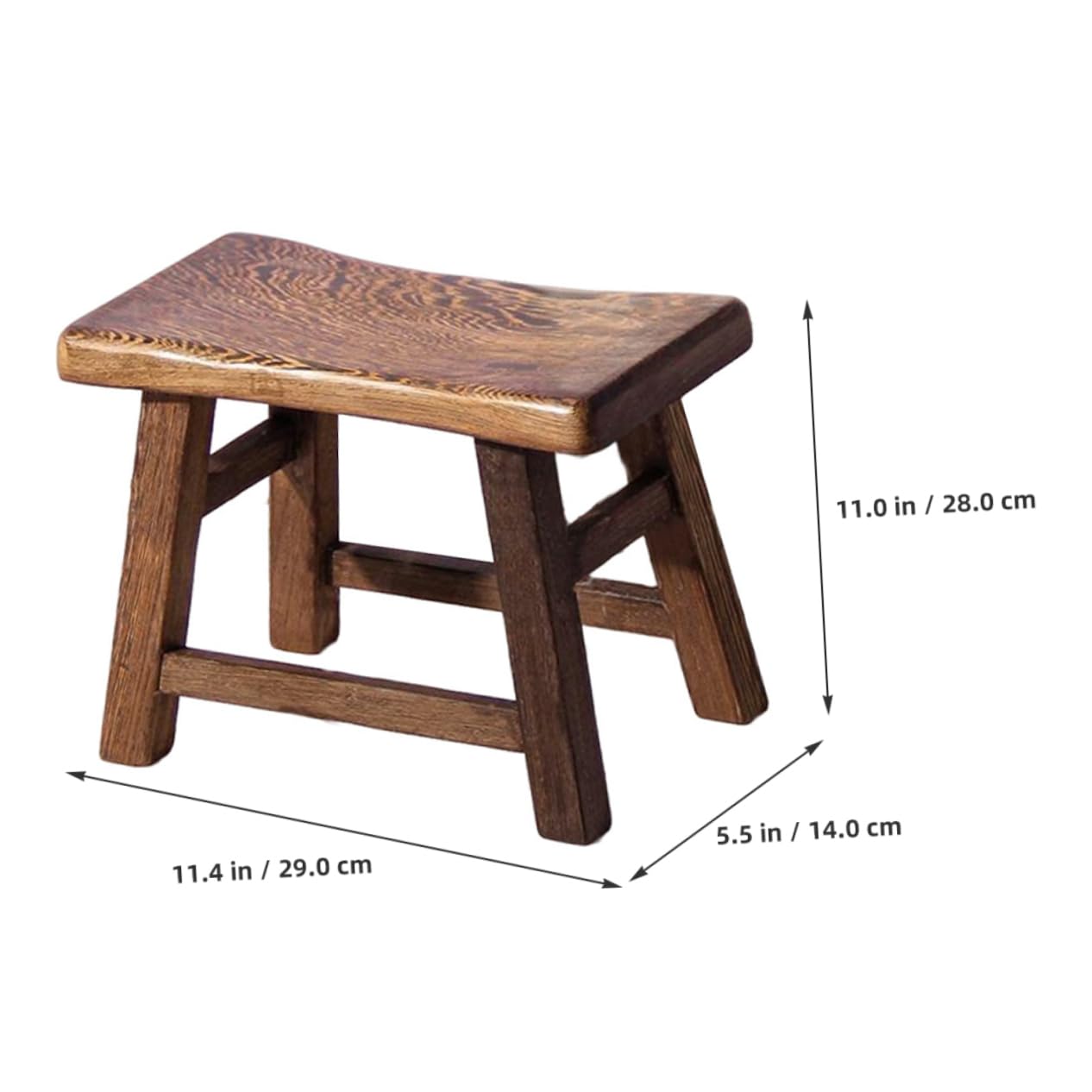 VICASKY Rustic Wooden Step Stool Boys and Girls Foot Stool Small Wooden Bench for Bathroom Kitchen Living Room Versatile Easy Storage