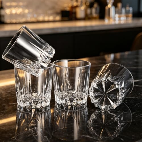 Image of GLASKEY Whiskey Glasses, Set of 4 Luxury Crystal Whisky Glasses Lead-Free 300 ml, Whiskey Glass for Cocktail Rum Scottish Vodka Gin Cognac Water Dishwasher Safe