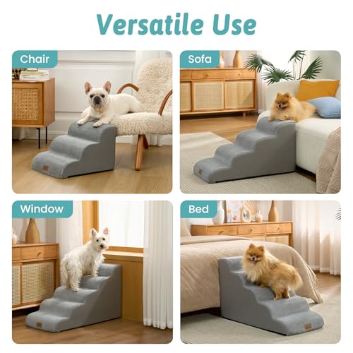 Image of COZY KISS Dog Stairs for Small Dogs, 3 Step Pet Stairs for Beds & Couches