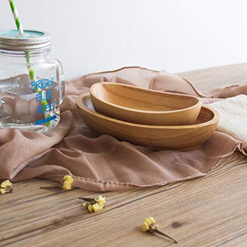 Image of FABLOFT Wooden Salad Serving Bowl Fruit Snacks Cake Dessert Ice Cream Angled Bowl L
