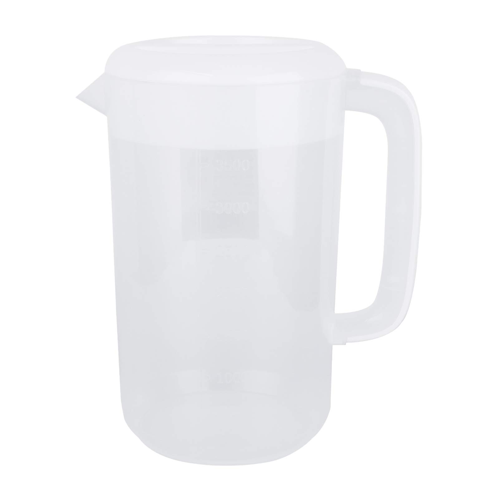 HEMOTON Jarra para bebidas con tapa, 4 litros, de plástico, transparente, grande, para zumo de agua fría, para fiestas, hogar, cocina, con escala y mango cómodo