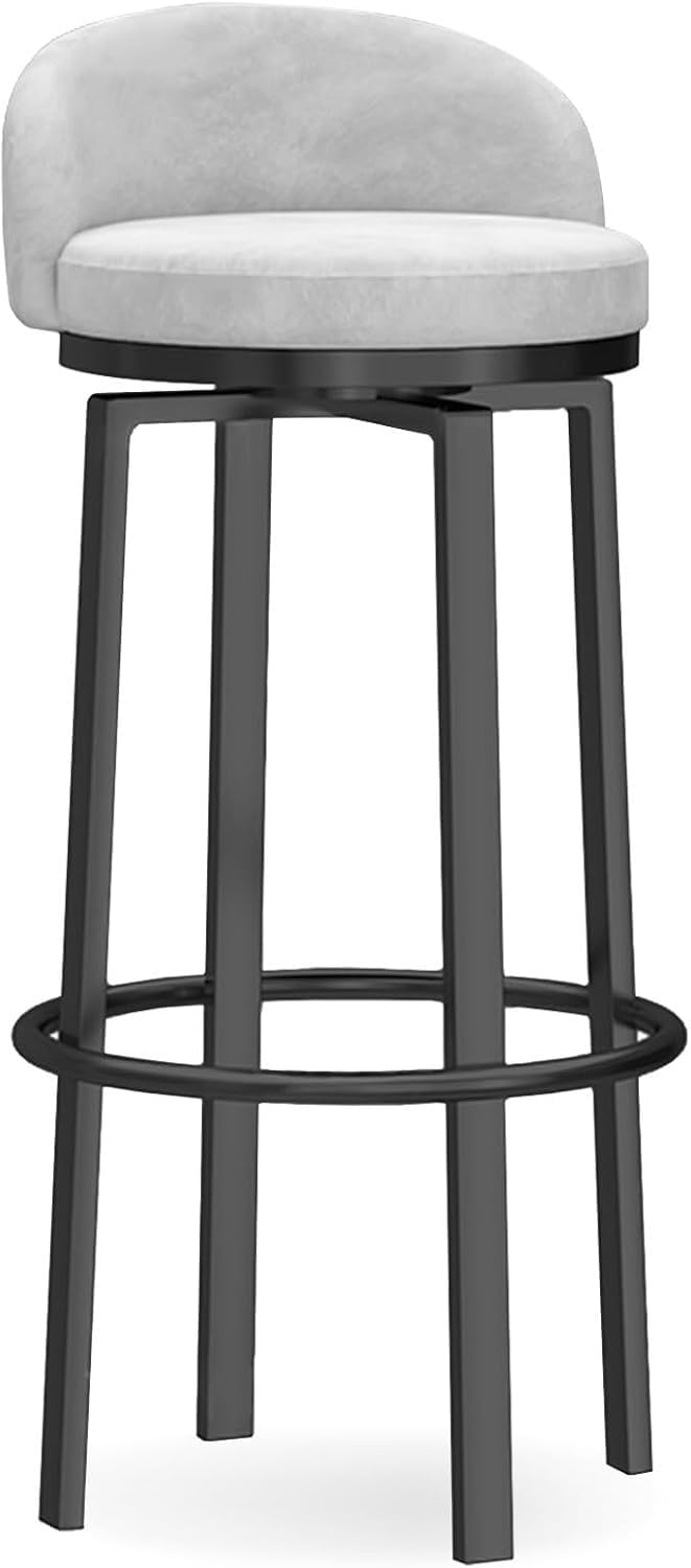 Tabourets de bar avec dossier lot de 4 au design contemporain gris et doré pour comptoir