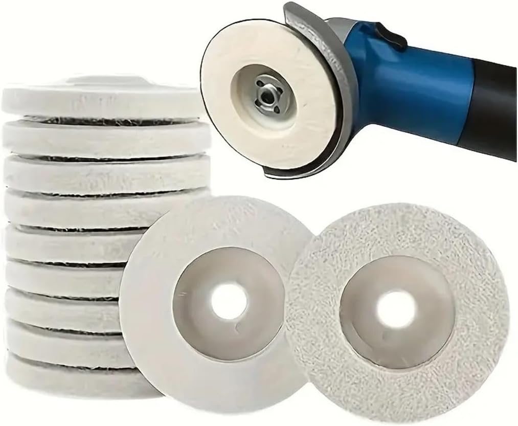 15Pcs Polishing Pad Wool Polishing Wheel, 100mm Durable Wool Wheel for Angle Grinders, Easily Grind and Polish Me
