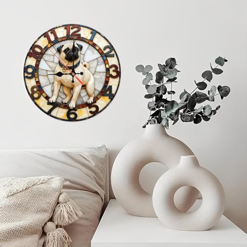 Reloj de pared decorativo Pug Dog de 10 pulgadas miniatura 3