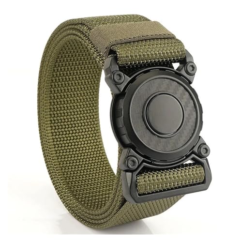 DITXIT Ceinture en nylon pour homme avec boucle en alliage - Ceinture de survie multifonction pour l'extérieur, Vert, 125*3.8cm
