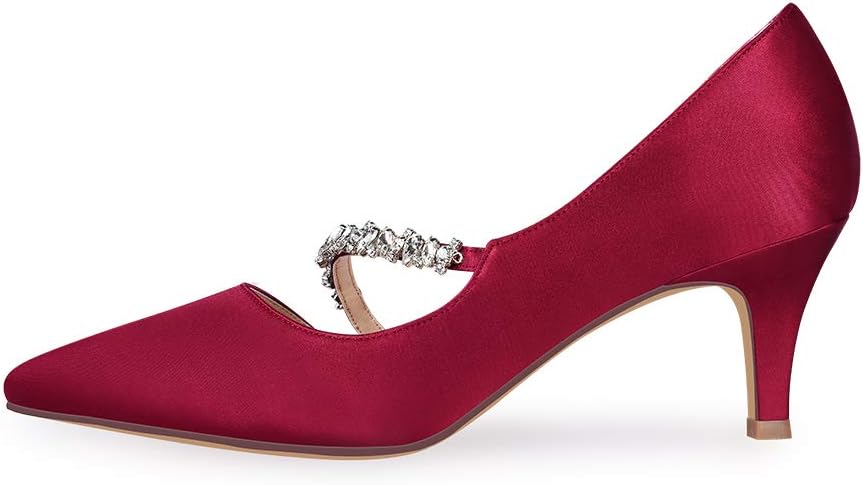 ERIJUNOR Women Mid Kitten Heels Closed Pointy Toe D’Orsay Pumps Wedding Party Shoes - Image 2