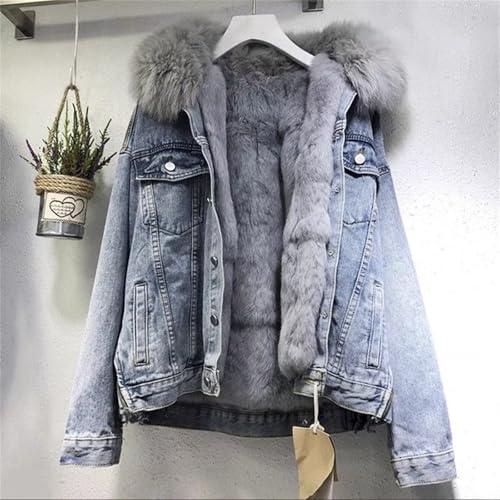 Winter Coats for Women Thickened Jean Jackets Warm Wool Outwear Parka Shacket Sherpa Fleece Lined Denim Jacket Pockets2