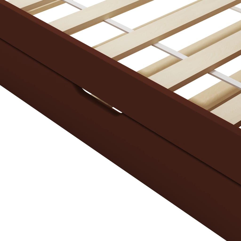 vidaXL Cadre de Lit Extensible Cadre à Lattes Canapé-lit Sommier à Lattes Chambre à Coucher Maison Intérieur Marron Foncé 90x200 cm Bois de Pin
