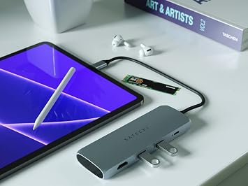 Satechi Hybrid USB-C Multiport Adapter, M.2 SATA SSD Enclosure, Space Gray