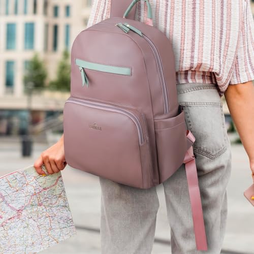 Image of THE CLOWNFISH Women's Laptop Backpack | Vegan Leather Laptop Bag for Office, College, Travel | Fits 15.6 Inch Laptop | Stellar Collection