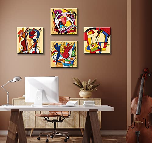 Blinfeiru Colorful Music Graffiti Abstract Canvas Wall Art Modern Home Decor For Bedroom Living Room Contemporary Music Painting Poster Prints Stretched And Framed Ready To Hang 12 Inch X 12 Inch X 4 Inch thumb #3