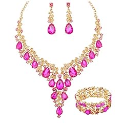 hot pink crystal-gold tone