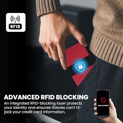 Image of CODE 118 Wallet for Men - Slim Minimalist Aluminum Smart Wallet with RFID Blocking - Compact cash and Credit card holder with Pop Up Ejector (Classic, Thermal Red)