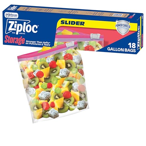 Ziploc Gallon Food Storage Slider Bags Durable 18 Count