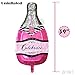 ZZART 2 Pcs Happy Birthday Champagne Bottle and Goblet Wine Glass Large Mylar Foil Balloons 36in, Pink pop Decoration for Party, ceremony, camping, Anniversary Graduation