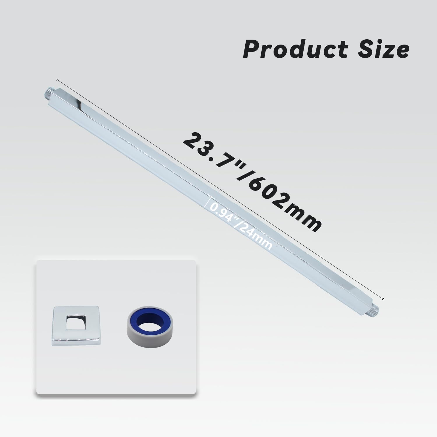 Shower Arm with Flange 24 Inches Ceiling Mount Square Straight Extender