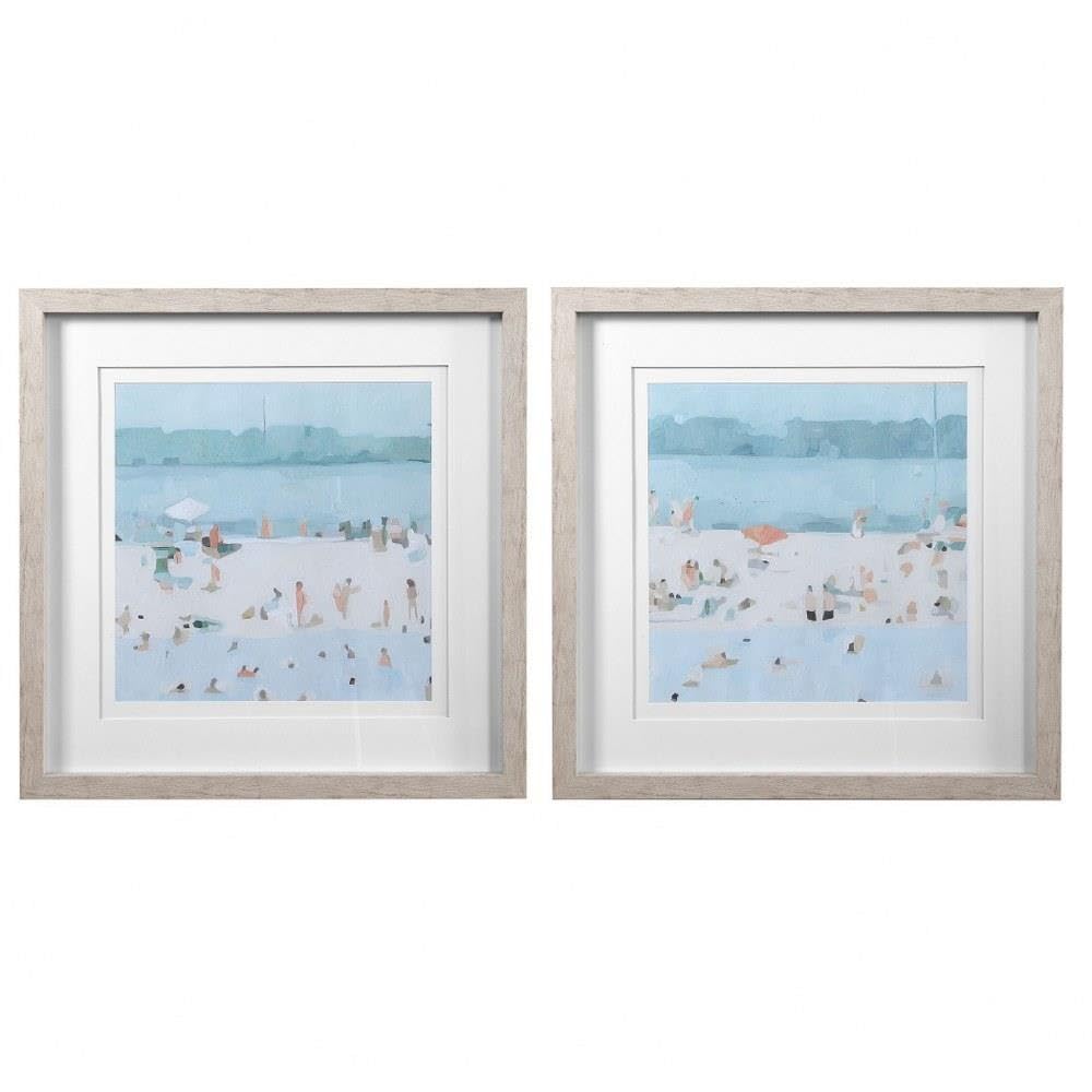 Sea Glass Sandbar Framed Prints, S/2