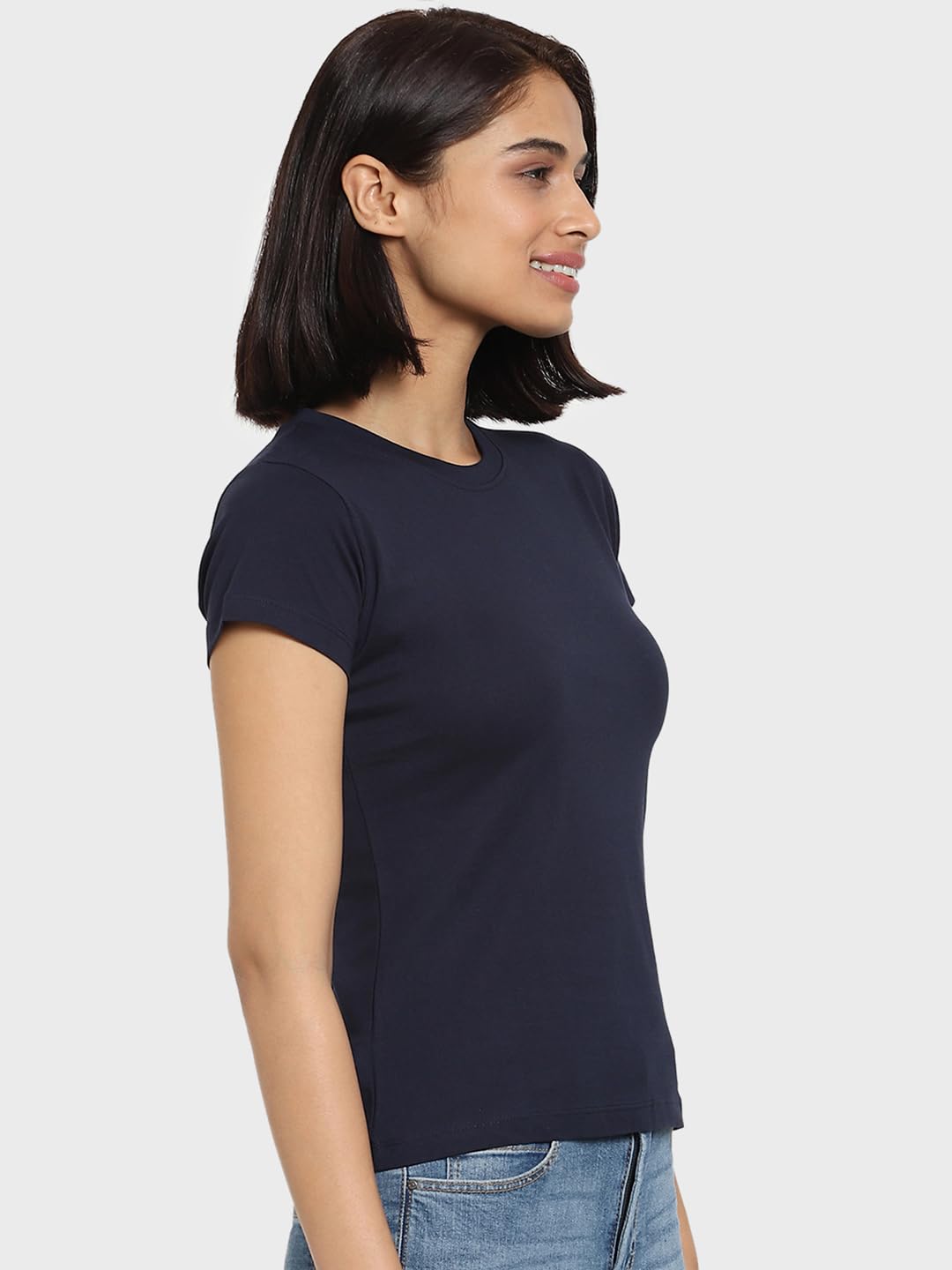 Bewakoof 243240_BK - Camiseta de manga corta con cuello redondo para mujer (paquete de 1)